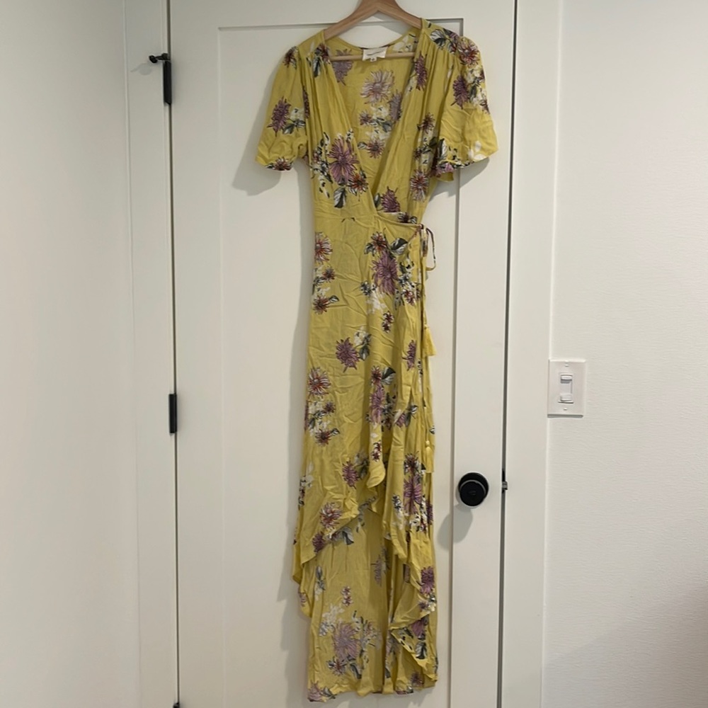 Cotton Candy LA yellow floral hi-low dress | Size M